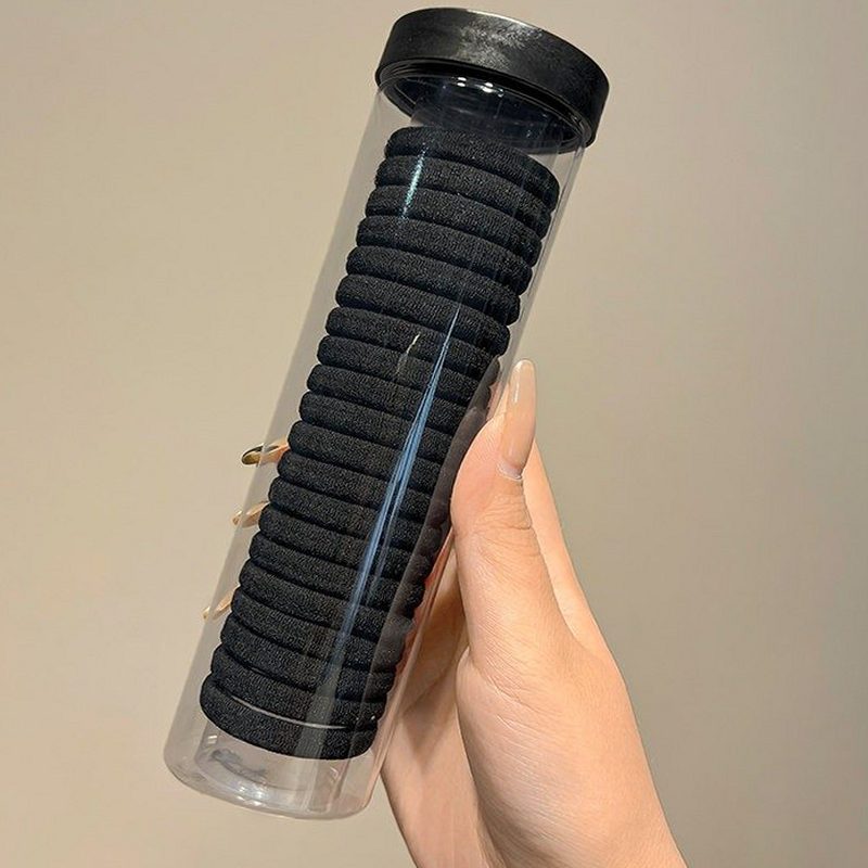 黑色发圈筒装 高弹力扎头发橡皮筋粗头绳