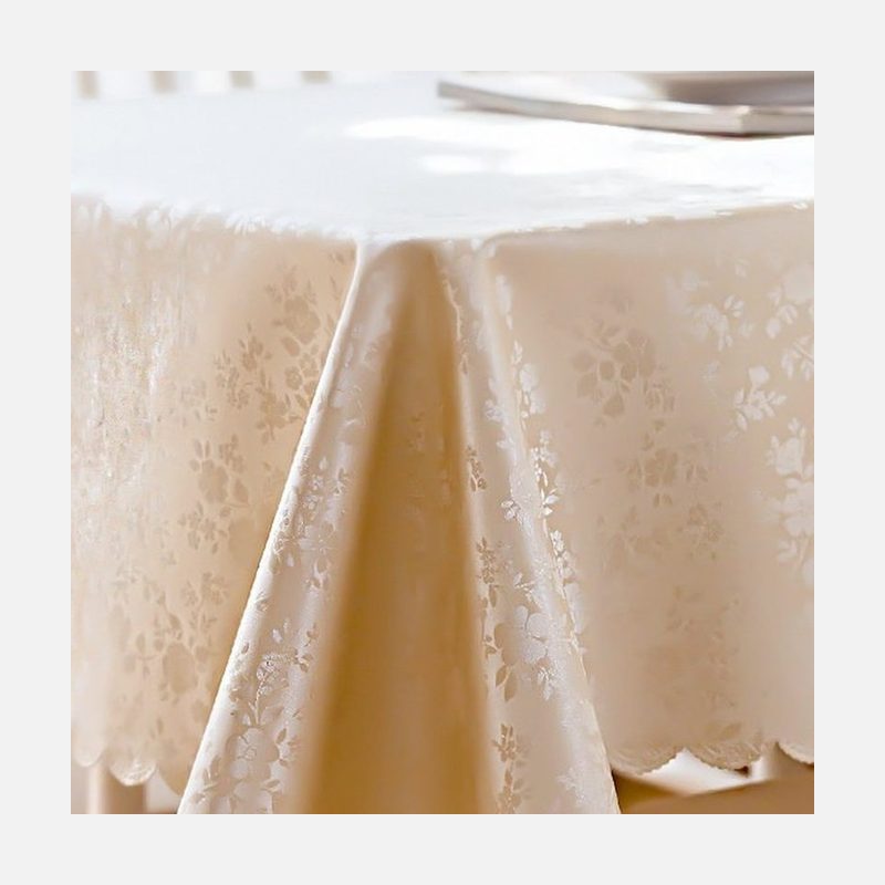餐桌布 米色蕾丝压花免洗防水防烫长方形 细节图1